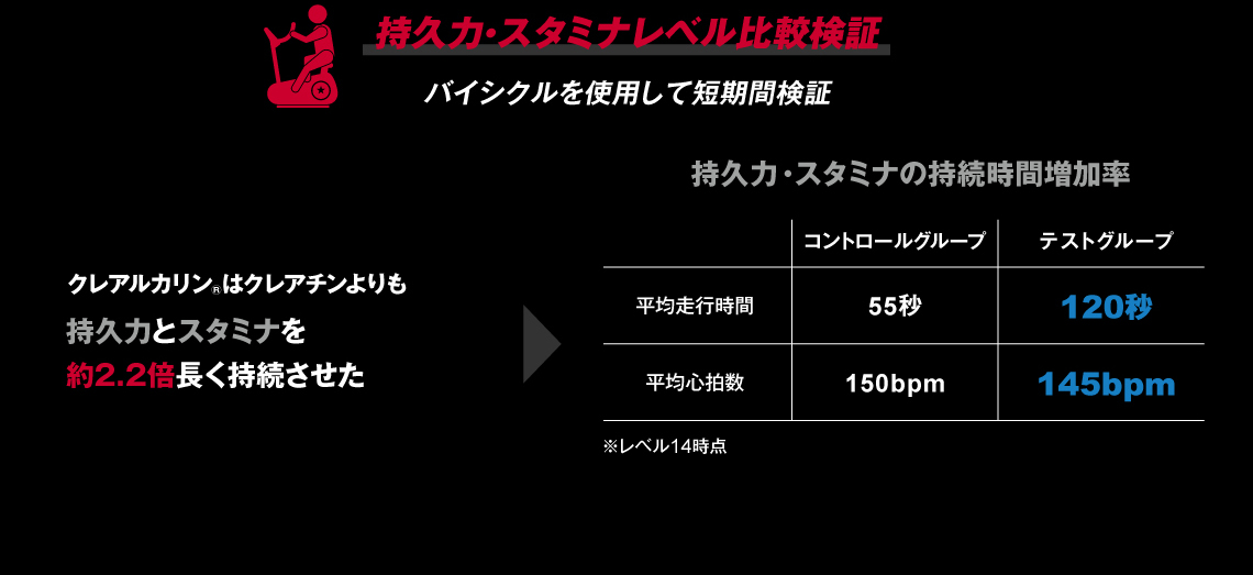 持久力・スタミナレベル比較検証｜バイシクルを使用して短期間検証